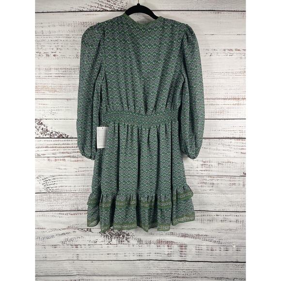 Max Studio Dress Women's Small Green Boho Floral Ruffle Long Sleeve Tiered NWT - Picture 9 of 10